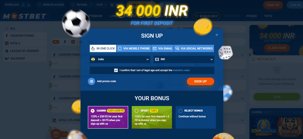 Registrace a přihlášení u Mostbet CZ